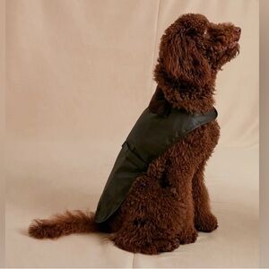 Barbour Green Waxed Dog Coat with Tartan Lining